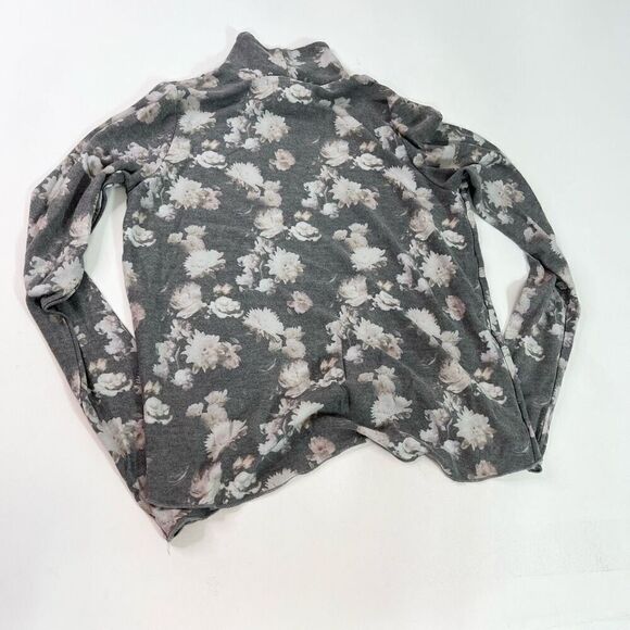 Chaser T-Shirt Womens Small Gray Jersey Long Sleeve Raglan Floral Round Neck new - Picture 10 of 10